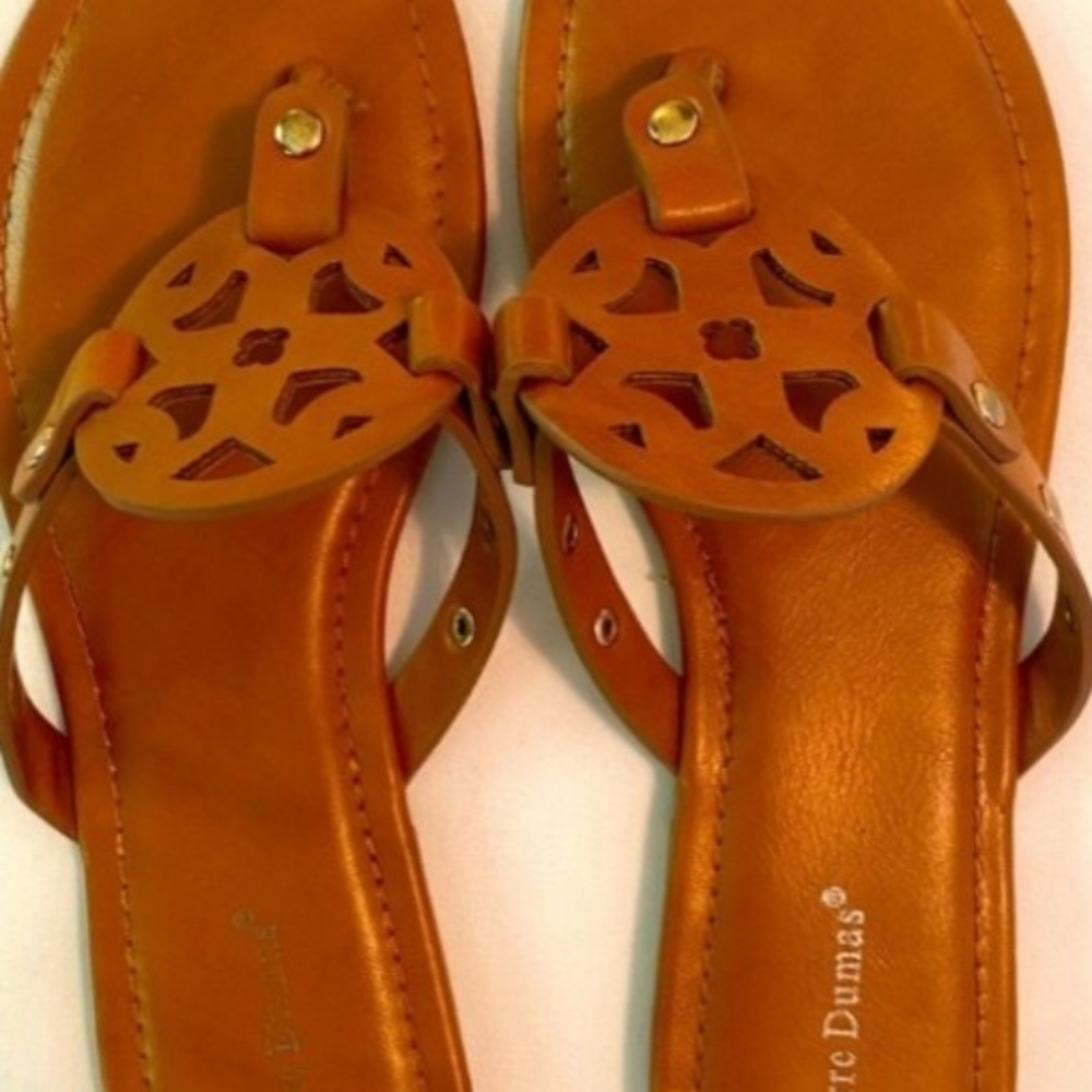 Pierre Dumas Tan Sandals with Perforated Design